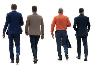 four businessmen walking