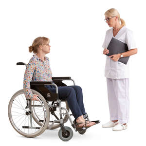 doctor talking to a patient in wheel chair