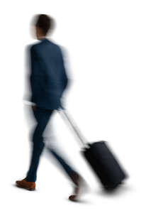 motion blur man with a suitcase walking