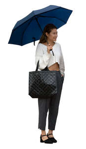 cut out woman standing under an umbrella