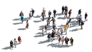 cut out large group of people seen from above