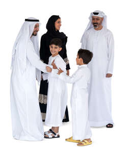 cut out big arab family standing and talking