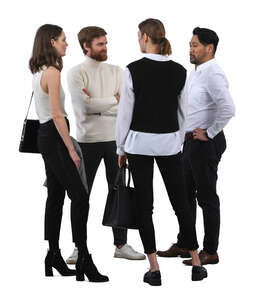 cut out group of four people standing and talking