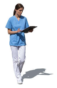 cut out female medical worker walking