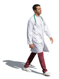 cut out male doctor walking outside