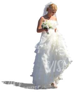 bride in a long white wedding gown