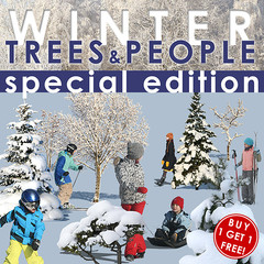 Winter people and trees