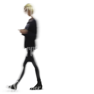 cut out motion blur image of a woman walking in the office