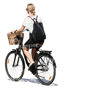 cut out woman riding a city bike