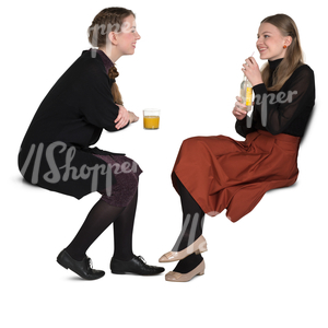 two girls sitting in a cafe and talking