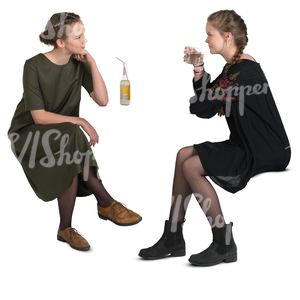 two girls sitting in a cafe and talking