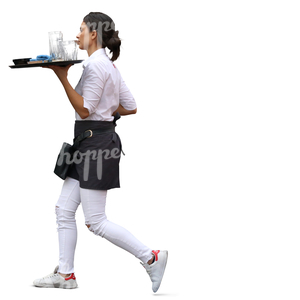waitress walking with a tray
