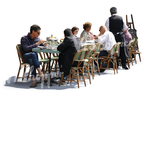 people sitting in a street cafe
