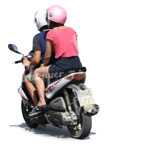 man and woman riding together a scooter