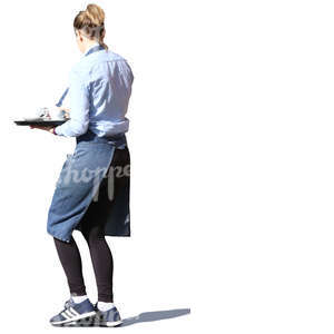 waitress walking with a tray