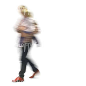motion blur image of a man carrying his son