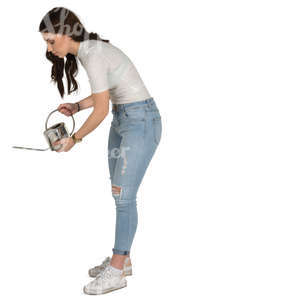 woman watering plants