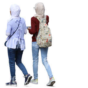 two young muslim women walking