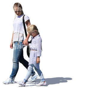 mother and daughter walking hand in hand
