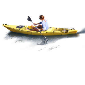 woman riding a canoe seen from above
