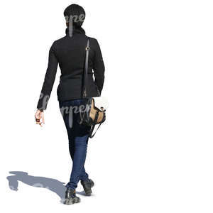 black woman walking in autumn
