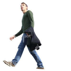 man walking seen from below
