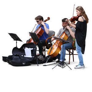 three musicians playing classical instruments