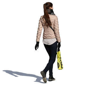 woman with a shopping bag walking