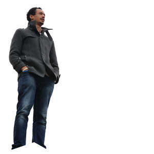 african man standing seen from below