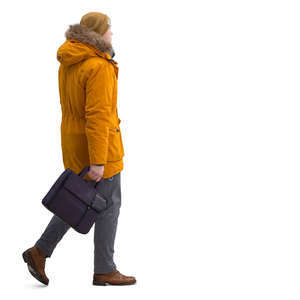 man in a winter jacket walking