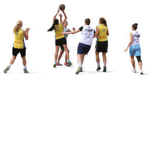 women playing basketball