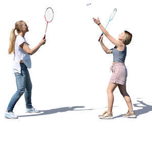 two women playing badminton