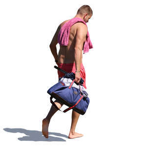 man coming from swimming