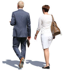 businessman and businesswoman walking