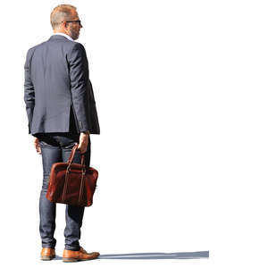 man with a laptop bag standing