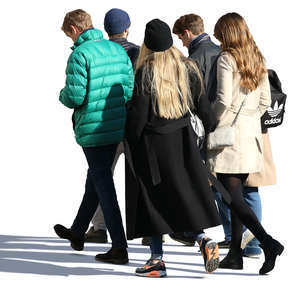 group of six people walking