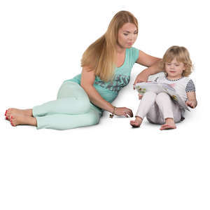 mother and daughter sitting on a sofa