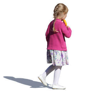 little girl walking and eating an ice cream