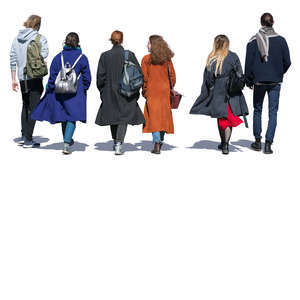 group of six people walking