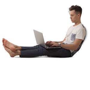 man sitting and working with laptop