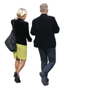 businessman and businesswoman walking
