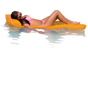 woman sunbathing on a swimming mattress