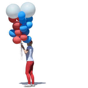 woman with a big bunch of balloons