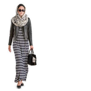 modern muslim woman walking