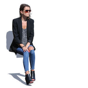 woman with sunglasses sitting