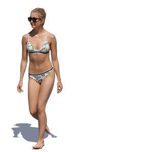 woman in a bikini walking