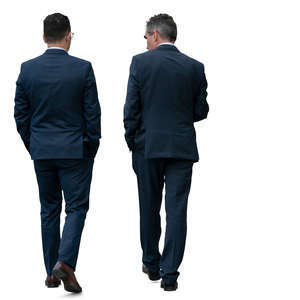 two businessmen walking and talking