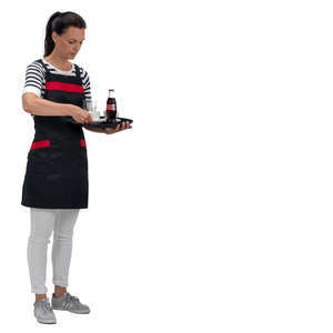 waitress with a tray standing