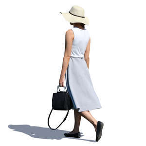woman with a hat walking