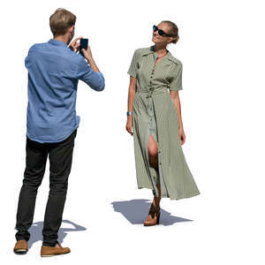 man taking a picture of a woman